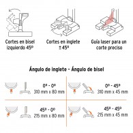 Sierra acolilladora truper 10" telescópica 1900W ingleteadora