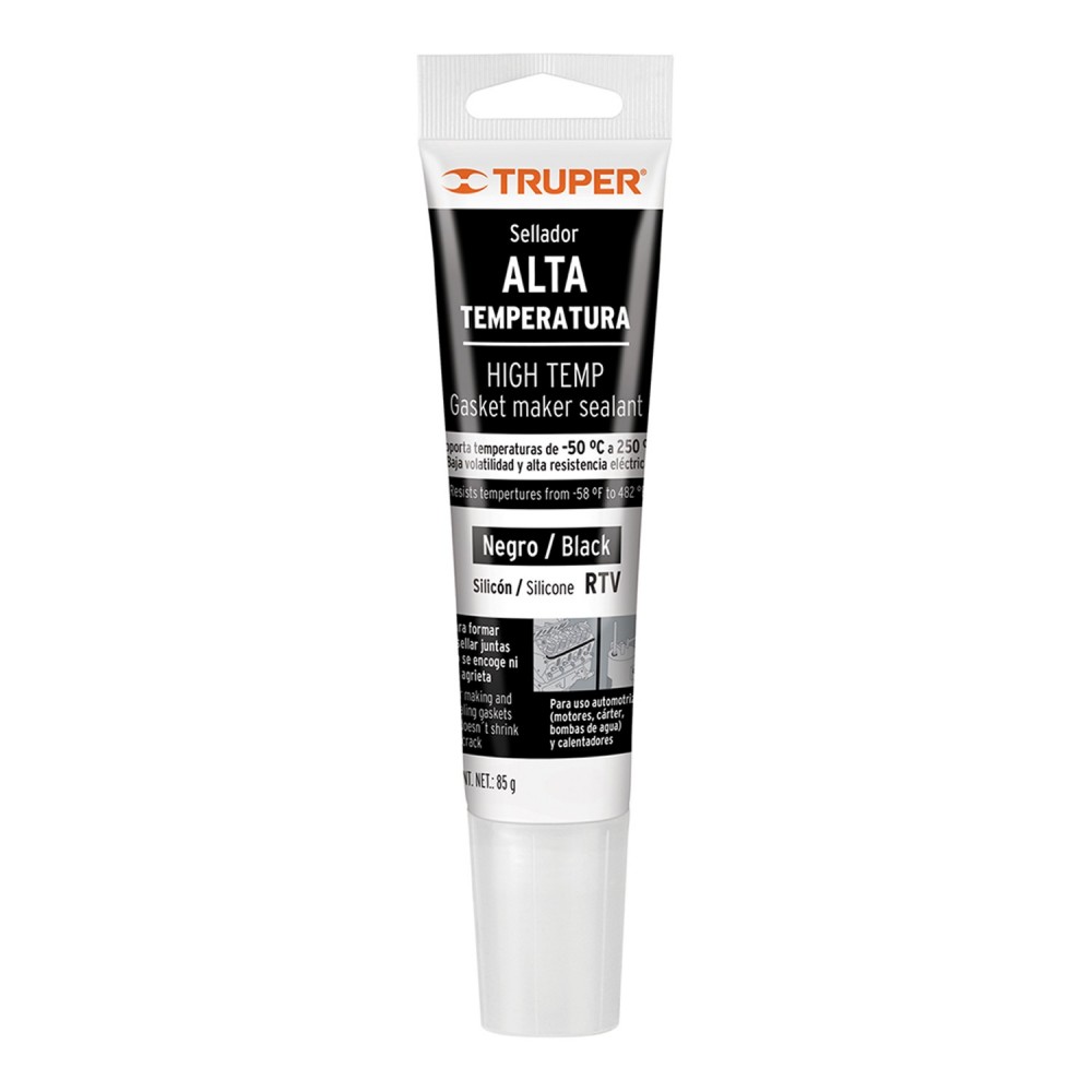 Silicona negra Truper sellador juntas para alta temperatura 85g motores