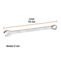 Llave mixta 12mm Truper Expert extra larga (193mm)