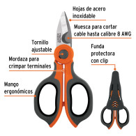 Tijera 6" electricista Truper Expert acero inoxidable + estuche