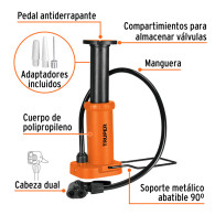 Bomba de aire con pedal llantas ciclas balones 60 psi