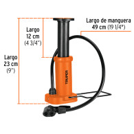 Bomba de aire con pedal llantas ciclas balones 60 psi
