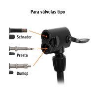 Bomba de aire con pedal llantas ciclas balones 60 psi