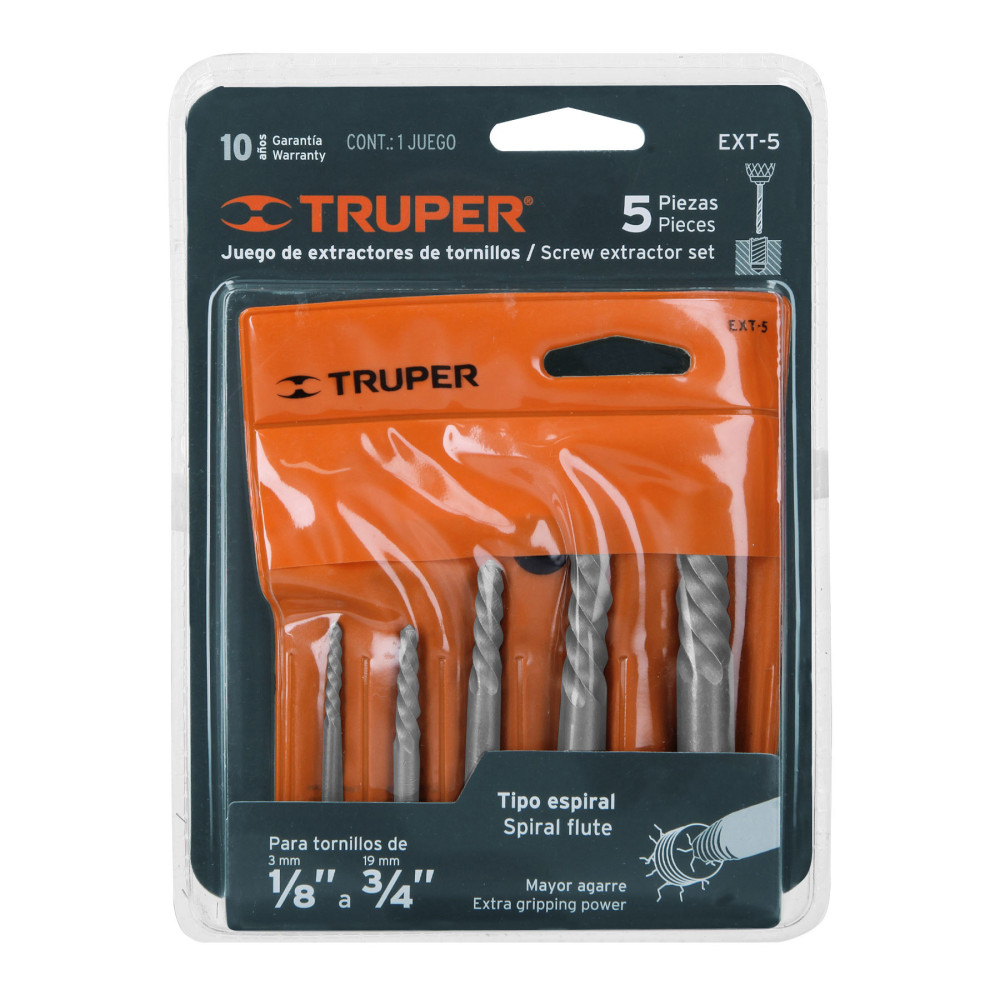 Extractor de tornillos roscas Truper 5 piezas