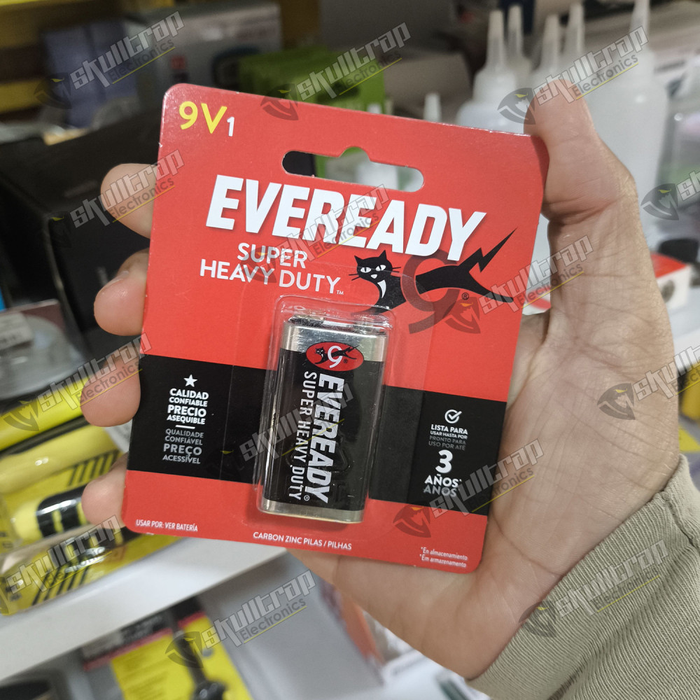 Pila batería 9V Eveready carbón cuadrada super heavy duty