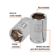 Copa 17mm dado Truper 6 puntas cuadrante 1/2"