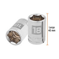 Copa 18mm dado Truper 6 puntas cuadrante 1/2"