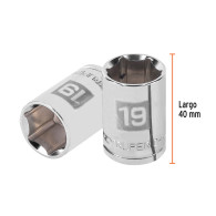 Copa 19mm dado Truper 6 puntas cuadrante 1/2"