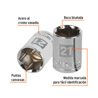 Copa 21mm dado Truper 6 puntas cuadrante 1/2"