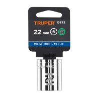 Copa 22mm dado Truper 6 puntas cuadrante 1/2"