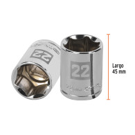 Copa 22mm dado Truper 6 puntas cuadrante 1/2"