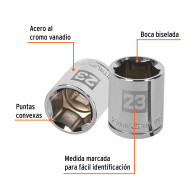 Copa 23mm dado Truper 6 puntas cuadrante 1/2"