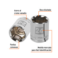 Copa 24mm dado Truper 6 puntas cuadrante 1/2"
