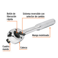 Ratchet matraca Truper 1/2" cuadrante cabeza pera liberación rápida