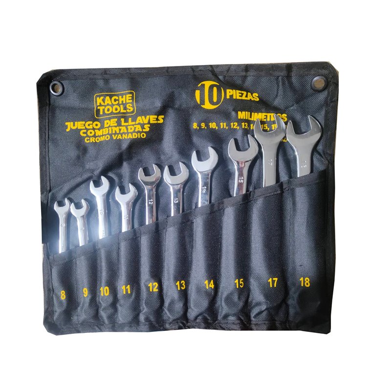 Juego x10 llaves mixtas 8mm a 18mm Kache Tools + estuche