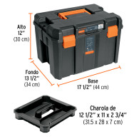 Caja herramientas 17"x12" profunda truper + charola