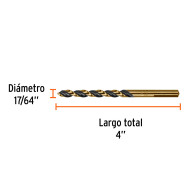 Broca HSS para metal 6.8mmx10.2cm(17/64"x4") Truper Expert