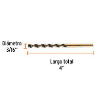 Broca HSS para metal 5mmx10.2cm(3/16"x4") Truper Expert