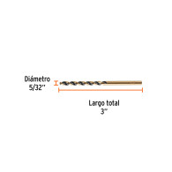 Broca HSS para metal 4mmx7.6cm(5/32"x3") Truper Expert
