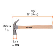 Martillo 23mm 11oz Truper madera cónico uña