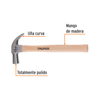 Martillo 23mm 11oz Truper madera cónico uña