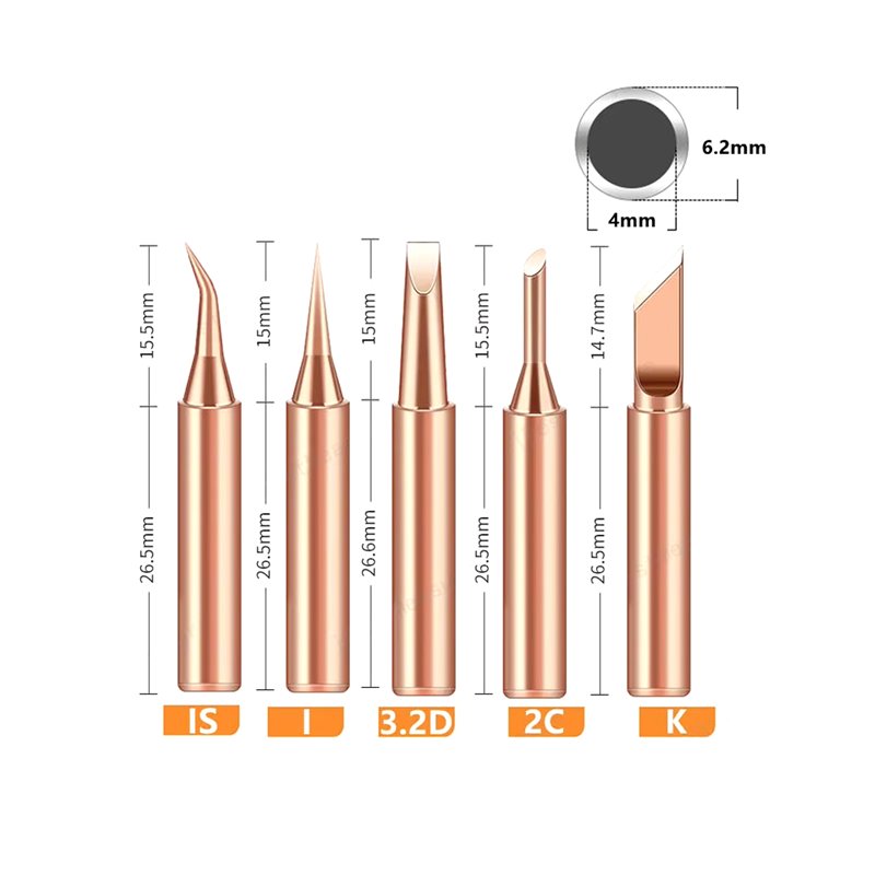 kit 5 puntas para cautín intercambiables finas