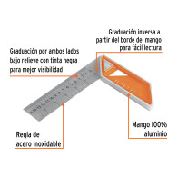 Escuadra 6" carpintero mango 100% aluminio Truper