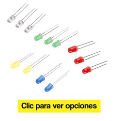 Diodo led 5mm difuso unidad Rojo, azul, verde, amarillo, blanco