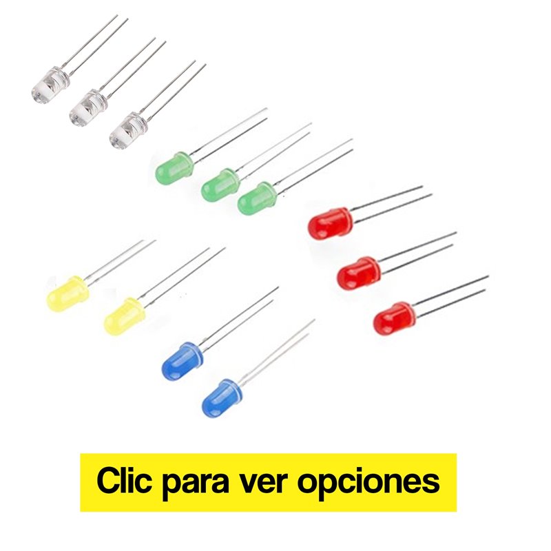 Diodo led 5mm difuso unidad Rojo, azul, verde, amarillo, blanco