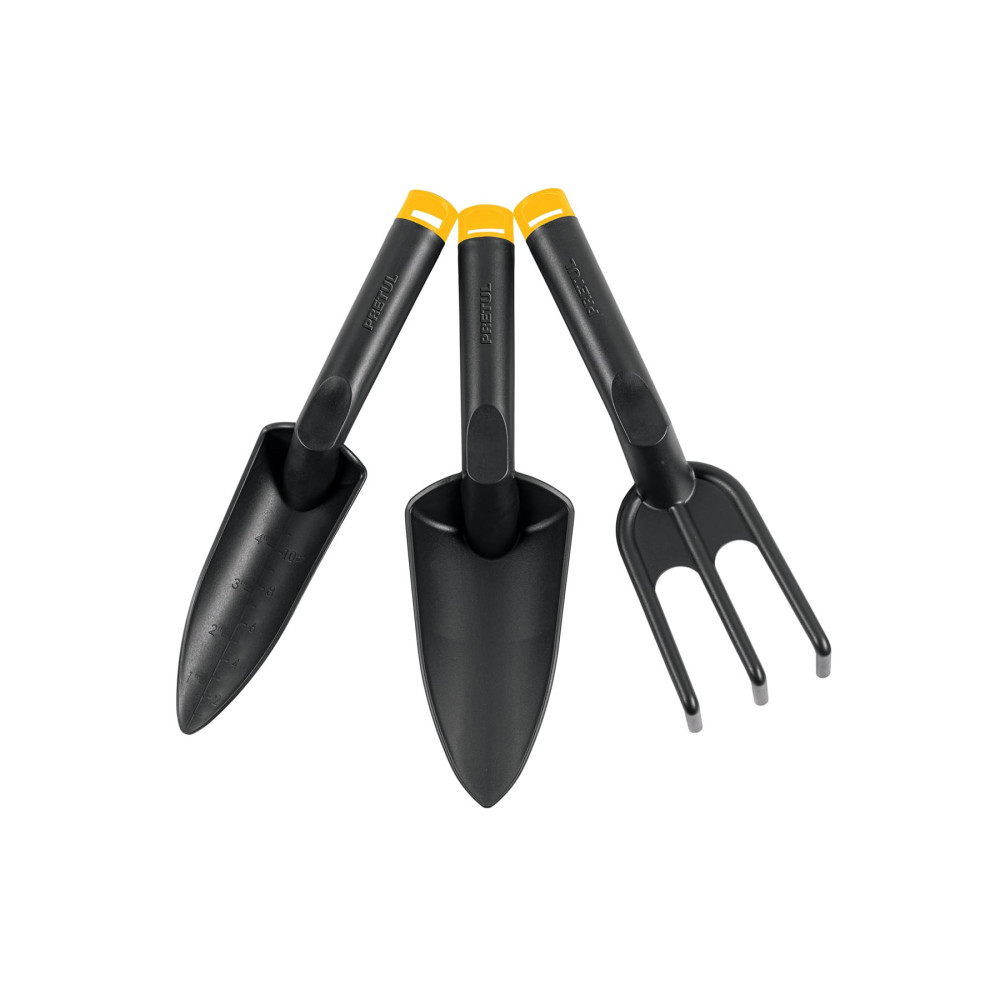 Juego de 3 herramientas palas rastrillo 11" jardinería Pretul