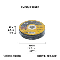 Disco de corte 4.1/2" x 1.2 mm corte fino metal Pretul x unidad