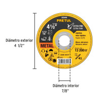 Disco de corte 4.1/2" x 1.2 mm corte fino metal Pretul x unidad