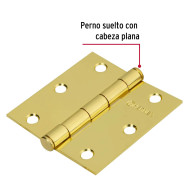 Bisagra cuadrada 3" latonado cabeza plana Hermex
