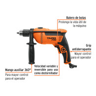 Taladro percutor rotomartillo 750W Truper Pro