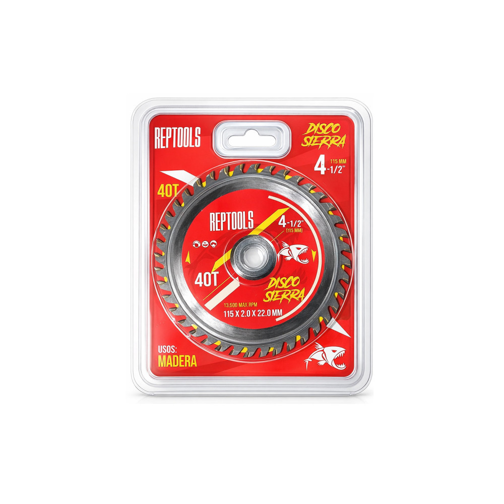 Disco sierra 4.1/2" corte madera Reptools 40T