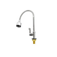 Llave lavaplatos cuello ganso mesón flexible metal unifer