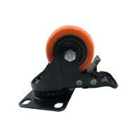 Rodachina 1.1/2" naranja giratoria con freno