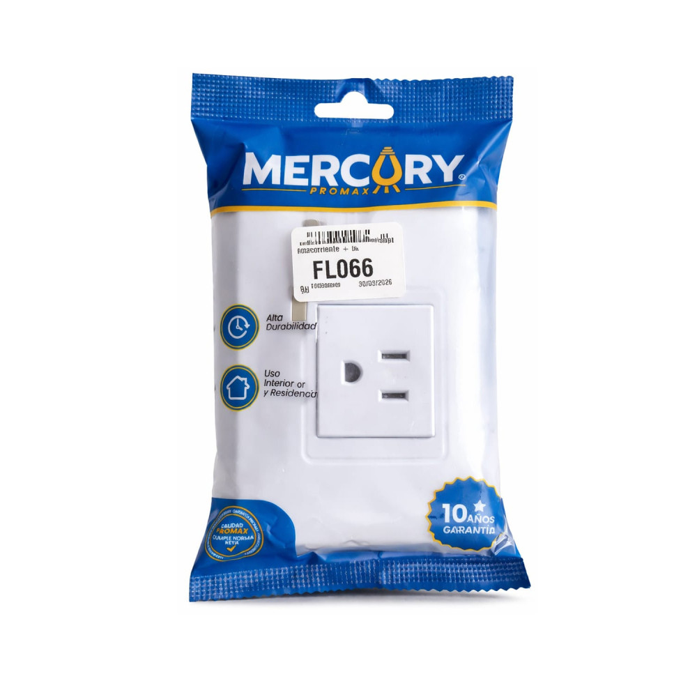 tomacorriente + interruptor incrustar polo tierra mercury estándar