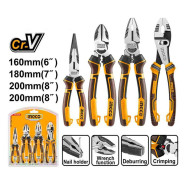 Set 4 alicates Ingco 6",7",8"x2 uso profesional HKPS28488