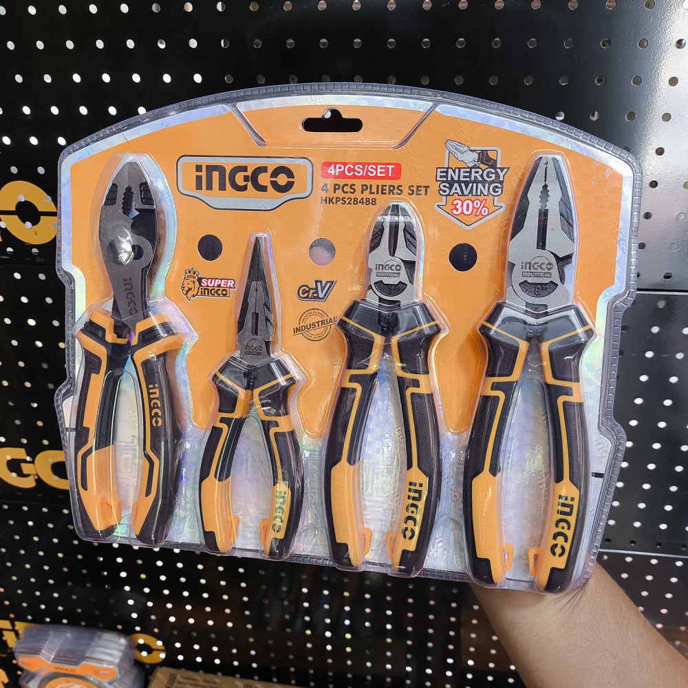 Set 4 alicates Ingco 6",7",8"x2 uso profesional HKPS28488