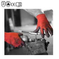 Par guantes rojos nitrilo corrugado