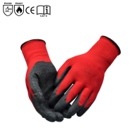 Par guantes rojos nitrilo corrugado