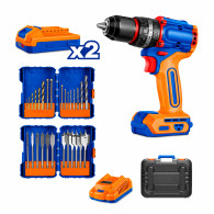 Taladro Wadfow impacto 1/2" 20V 62Nm brushless + 2 baterias + brocas uwos250895