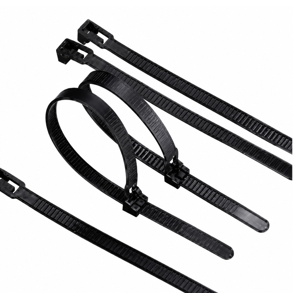 Amarre plástico negro 7.6x20cm x unidad