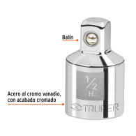 Adaptador Truper 1/2"H X 3/8"M convertidor ratchet