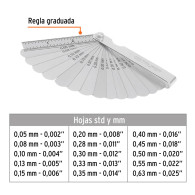 Calibrador galgas 15 hojas válvulas Truper std/mm