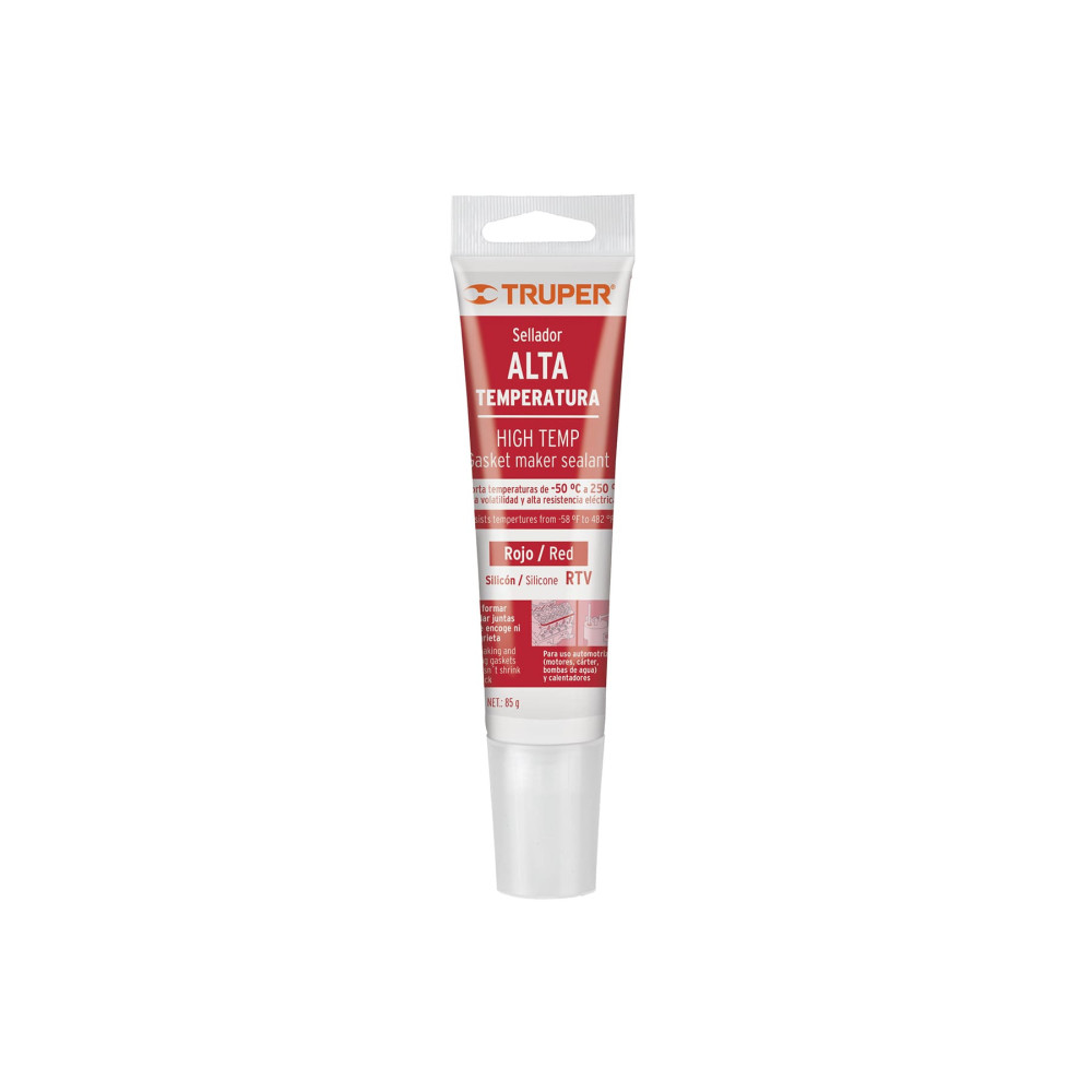 Silicona roja Truper sellador juntas alta temperatura 85g motores