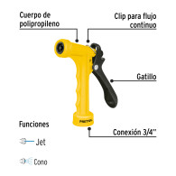 Pistola plástica riego 5" 2 funciones Pretul