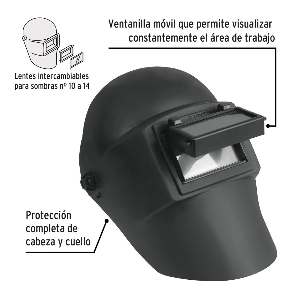 Careta soldar lente abatible Truper sombra 11