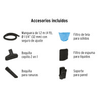 Aspiradora 2HP 1500W sólidos y líquidos 3gal plástica Truper